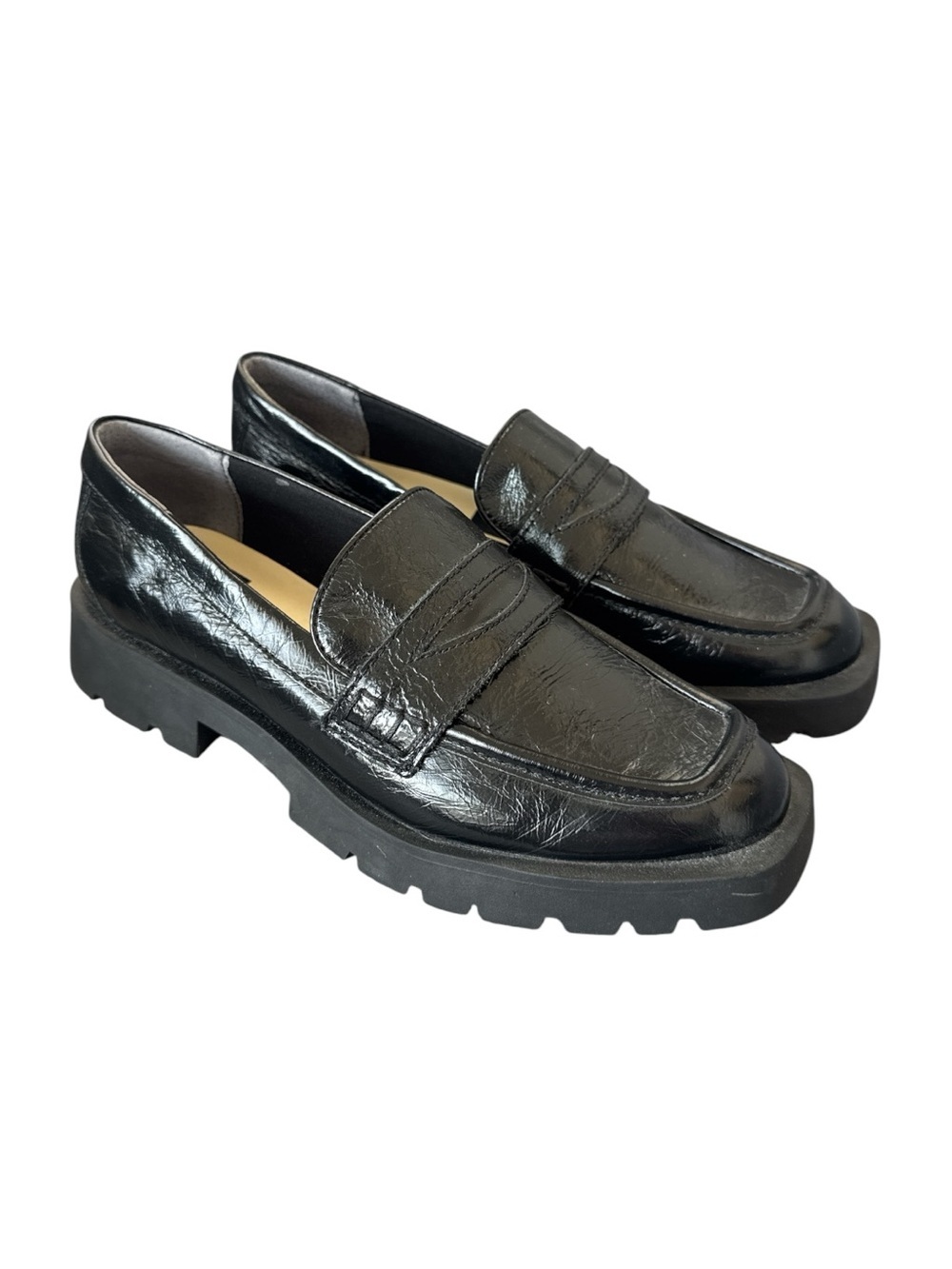 Dolce Vita Black Lug Sole Penny Loafers | Square Toe | Size 8
